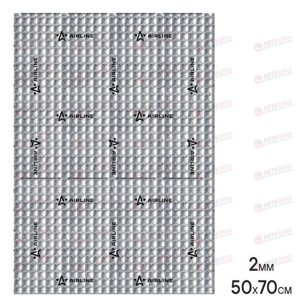 Шумоизоляция (вибро) Base 2 (50*70 см) КС 2 мм фольга 60 мкм КМП 0,16 AIRLINE, изображение 2