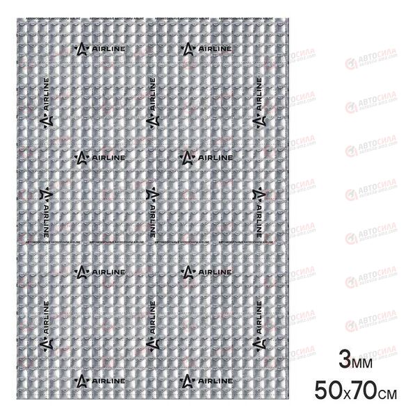 Шумоизоляция (вибро) Base 3 (50*70 см) КС 3 мм фольга 60 мкм КМП 0,23 AIRLINE, изображение 2